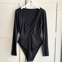 Load image into Gallery viewer, Ruched Bust Long Sleeve Bamboo Bodysuit