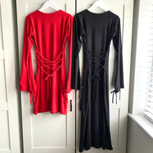 Load image into Gallery viewer, Bamboo 2-way sleeve corset detail Mini Dress