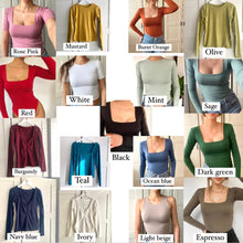 Load image into Gallery viewer, Square Neck Long Sleeve Bamboo Top