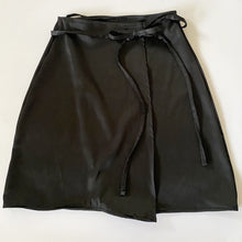 Load image into Gallery viewer, Dead Stock Black Satin Mini Wrap Skirt