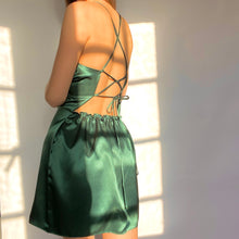 Load image into Gallery viewer, Emerald Green Dream Deadstock Satin Dress