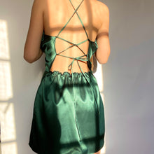 Load image into Gallery viewer, Emerald Green Dream Deadstock Satin Dress