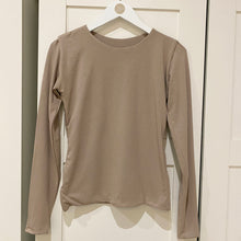 Load image into Gallery viewer, SIZE S Beige Round Neck Long Sleeve Tencel Lyocell Top
