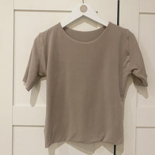 Load image into Gallery viewer, SIZE S / M Beige Round Neck Short Sleeve Tencel Lyocell Top
