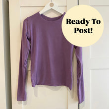 Load image into Gallery viewer, SIZE L /XL Purple Round Neck Long Sleeve Tencel Lyocell Top
