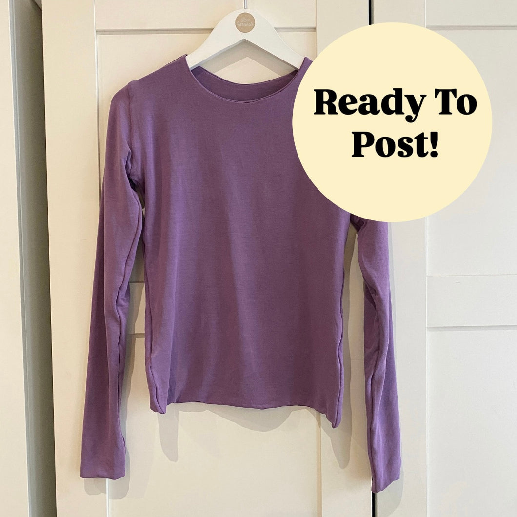 SIZE L /XL Purple Round Neck Long Sleeve Tencel Lyocell Top