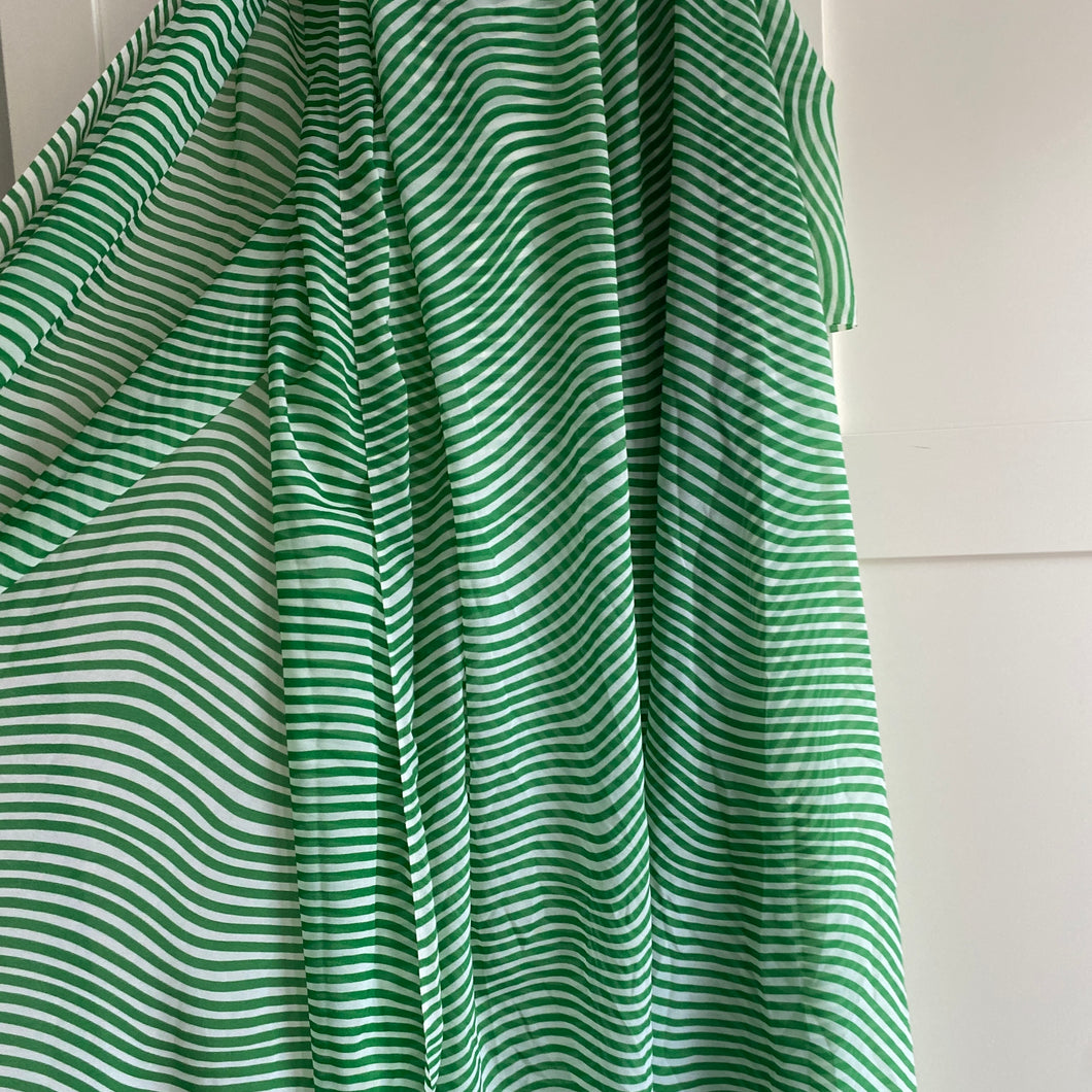 Green & White Stripes Deadstock Cowl Neck Dress