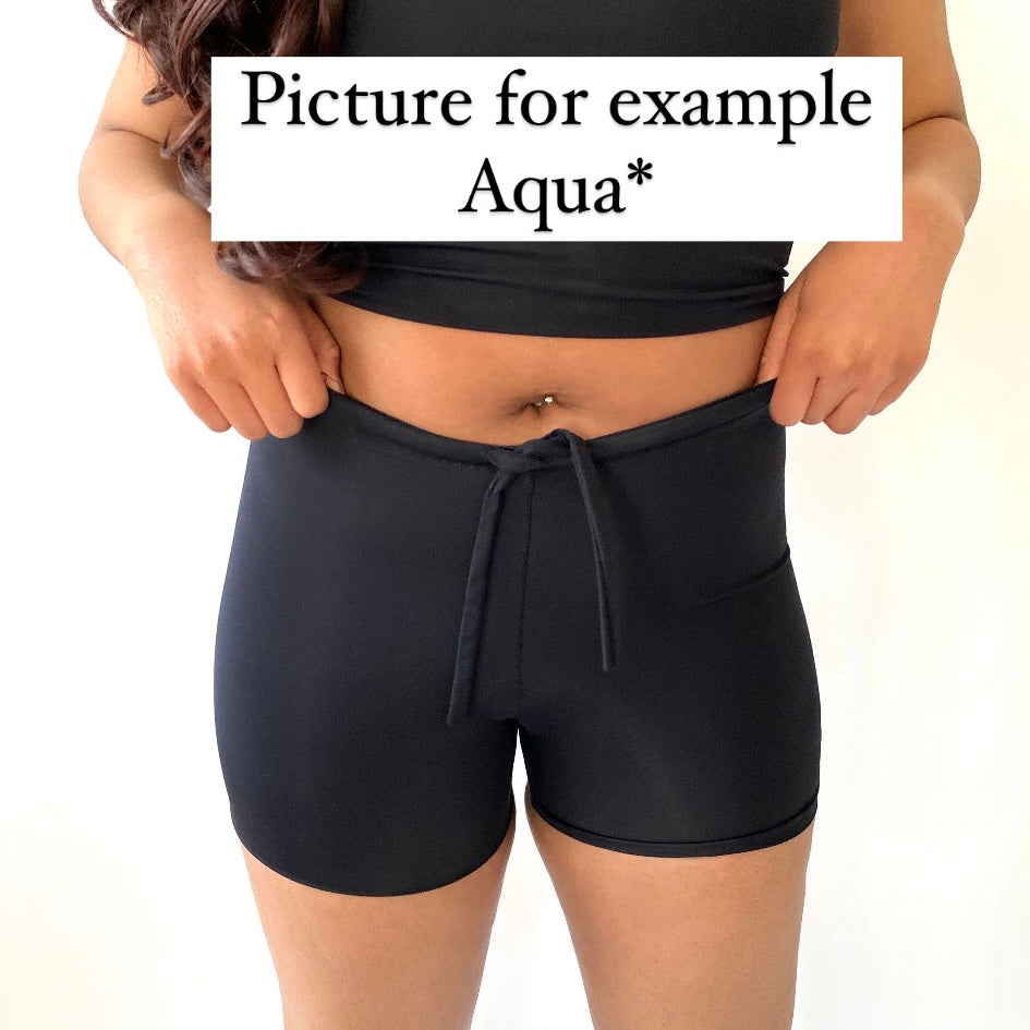 Recycled High Waisted Shorts - Aqua