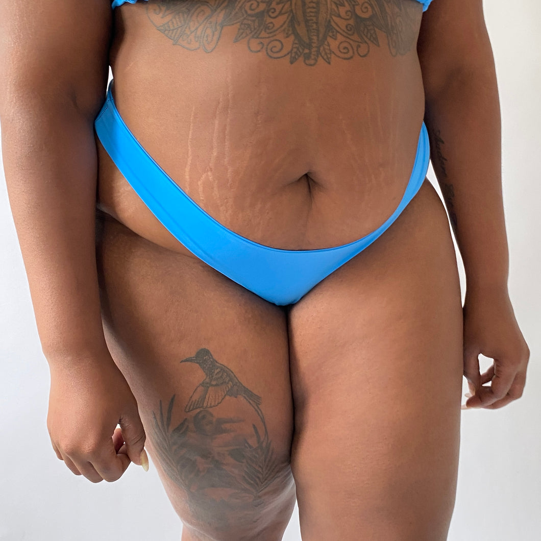 Recycled High Waisted Thong - Ocean Blue
