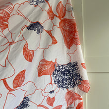 Load image into Gallery viewer, Orange &amp; Navy Floral Deadstock Cowl Neck Dress
