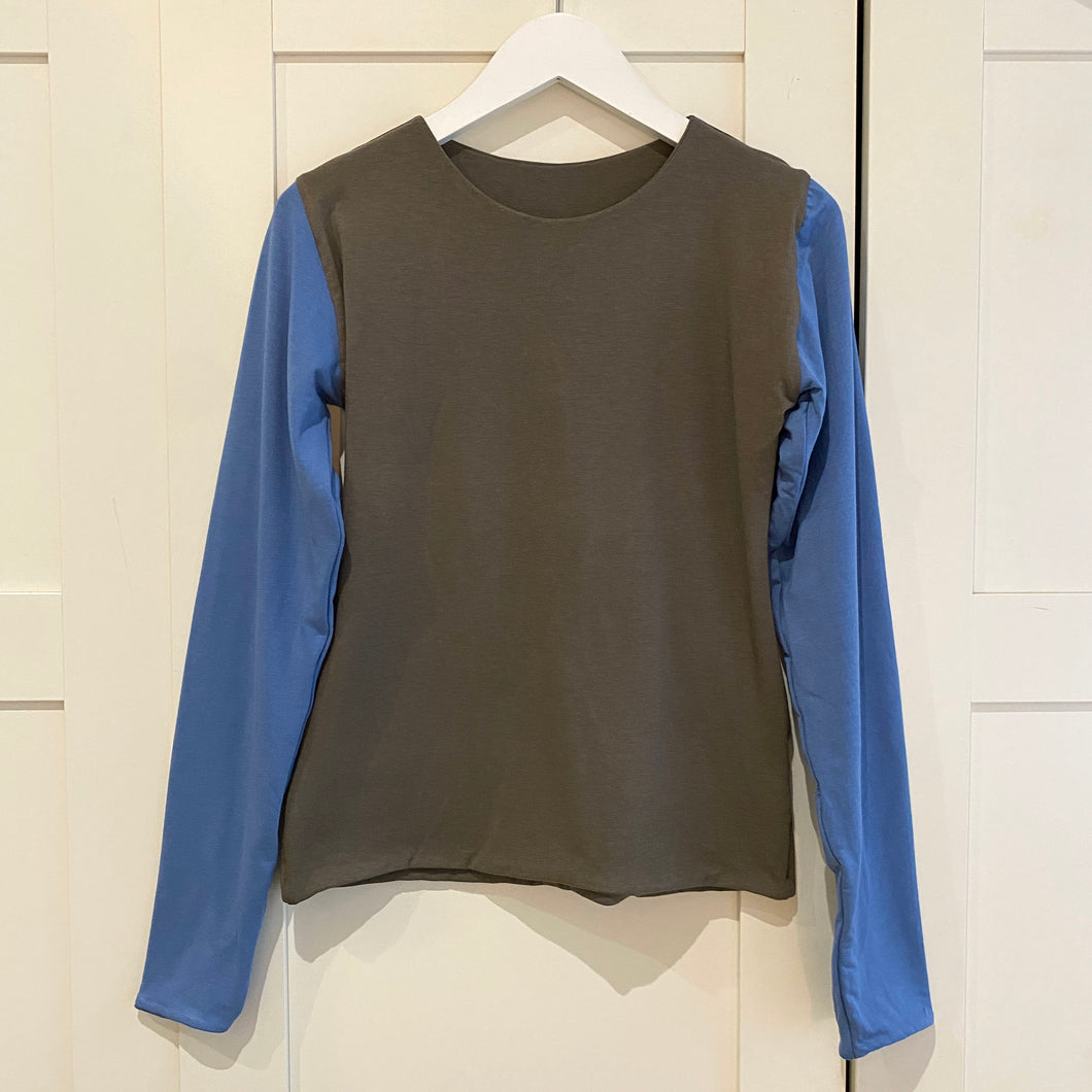 M Contrast Long Sleeve Bamboo Top