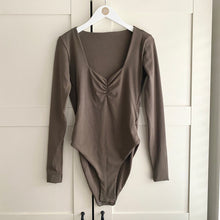 Load image into Gallery viewer, Ruched Bust Long Sleeve Bamboo Bodysuit
