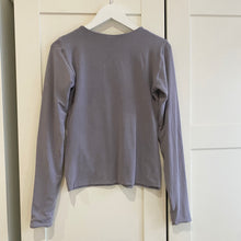 Load image into Gallery viewer, SIZE L Grey Round Neck Long Sleeve Tencel Lyocell Top
