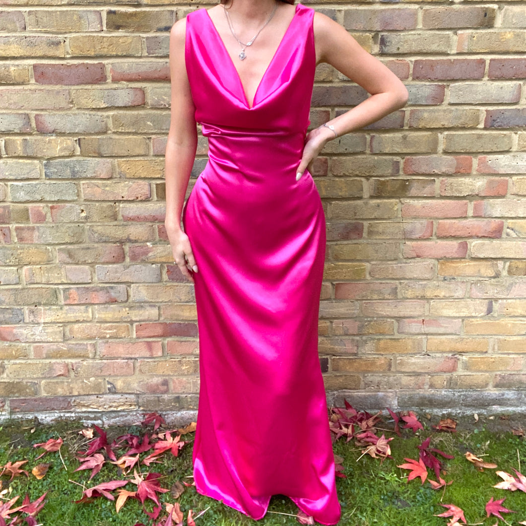 Pink Satin Maxi Dress