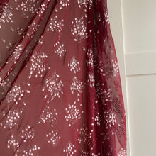 Load image into Gallery viewer, Pink bouquets on Burgundy Deadstock Cowl Neck Dress
