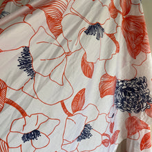 Load image into Gallery viewer, Orange &amp; Navy Floral Deadstock Cowl Neck Dress
