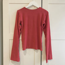 Load image into Gallery viewer, SIZE S / M Red Round Neck Flare Sleeve Tencel Lyocell Top

