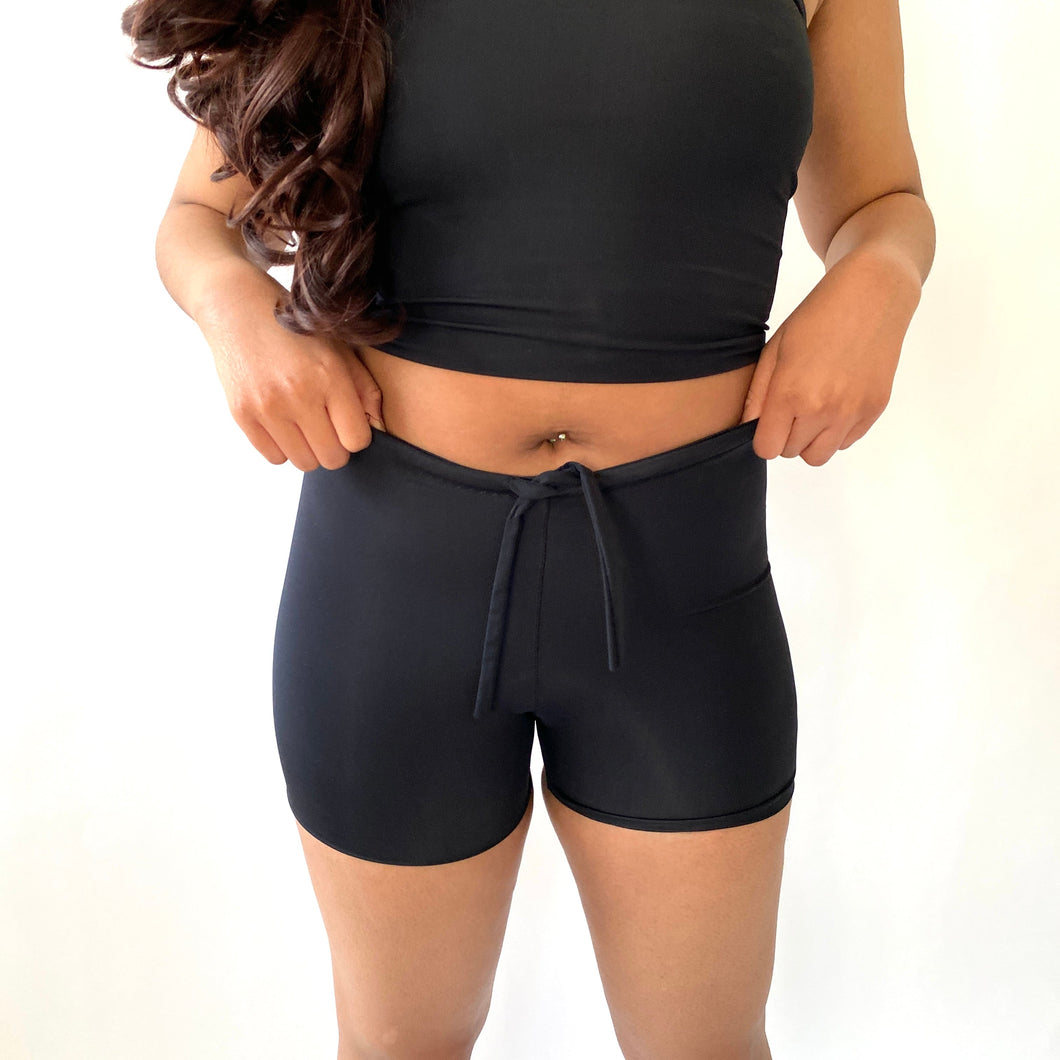 Recycled High Waisted Shorts / BLACK / XS / Ready to post